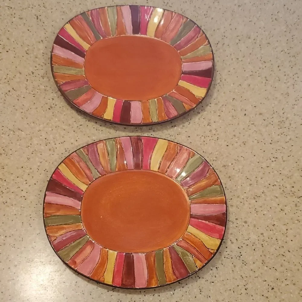 Pier One Wavy Stripe Plate Set of 2 Plates